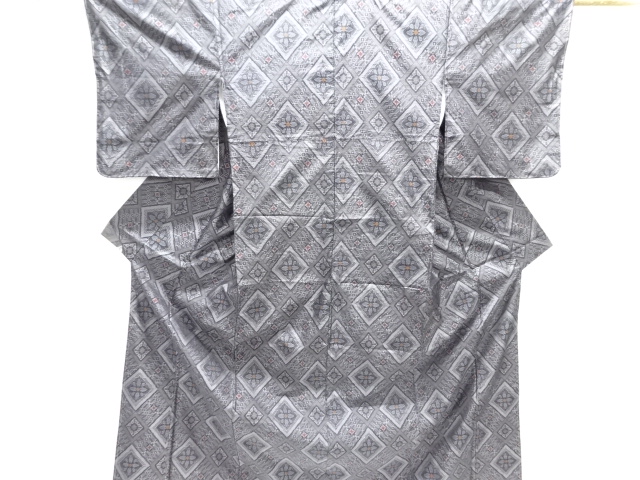 JAPANESE KIMONO / DORO OSHIMA TSUMUGI / UNUSED / WOVEN FLOWER RHOMBUS